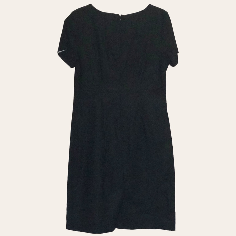Women’s Linen Blend Classic Black Dress Embroidery Short Sleeve Lined Si… - Picture 6 of 9
